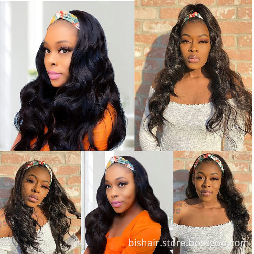 Long wavy headband wig black non-colloidal wave synthetic wig, suitable for women, headband, natural color wholesale
